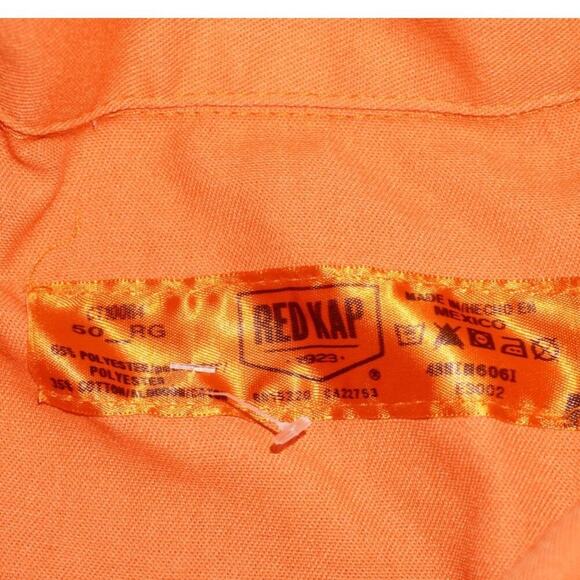 Red Kap Orange Industrial Coveralls Unisex Workwear Jumpsuit 50R Made in Mexico - Picture 8 of 9